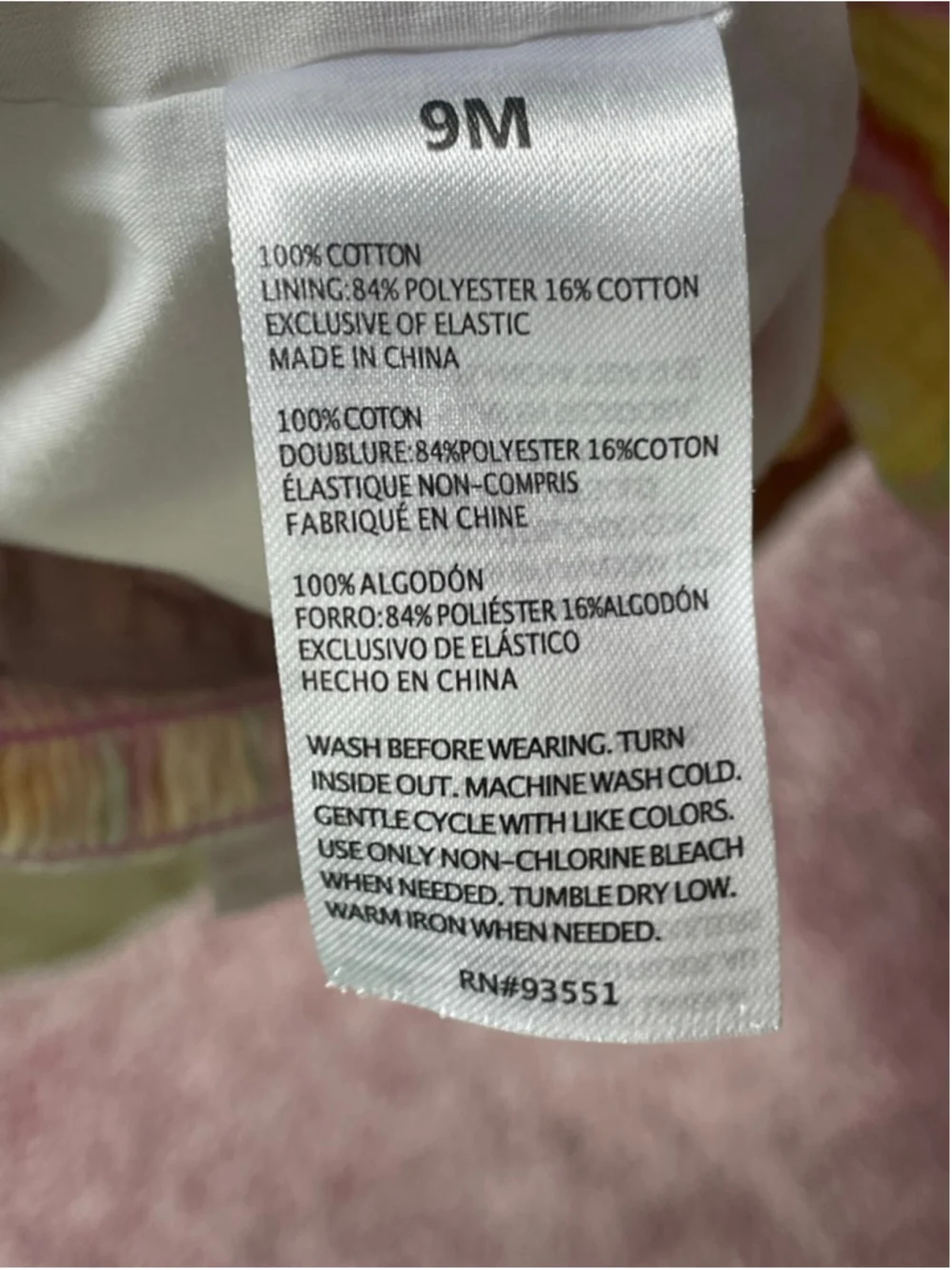 Baby Essentials 9 months pink lemonade ruffle bubble romper